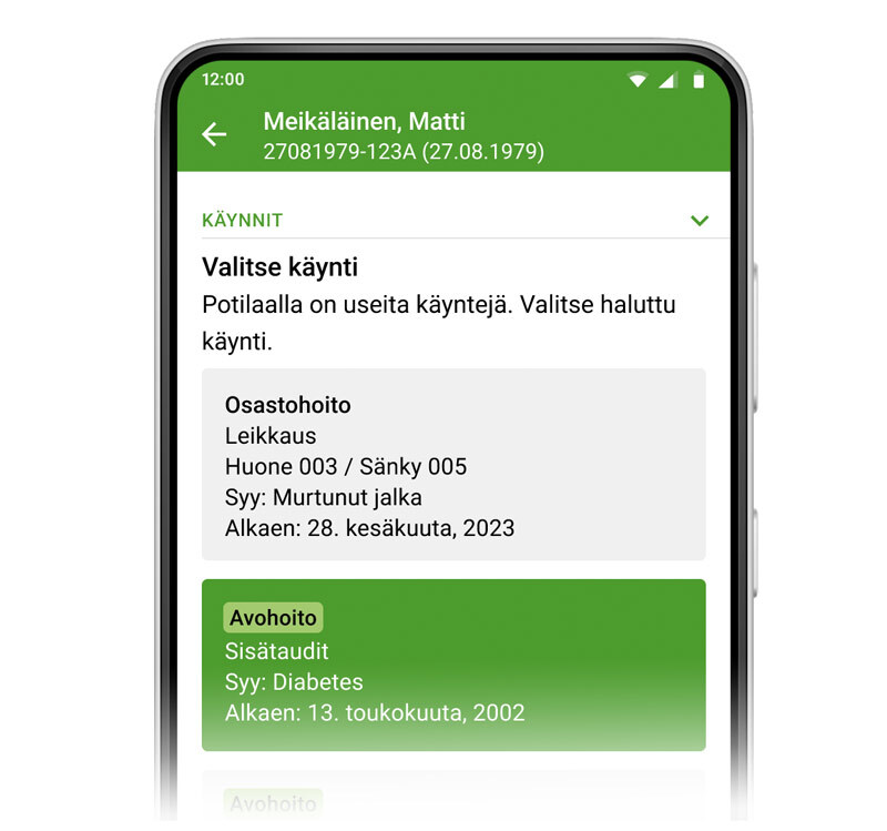 Kuva kännykän mobiilisovelluksen yläosasta.